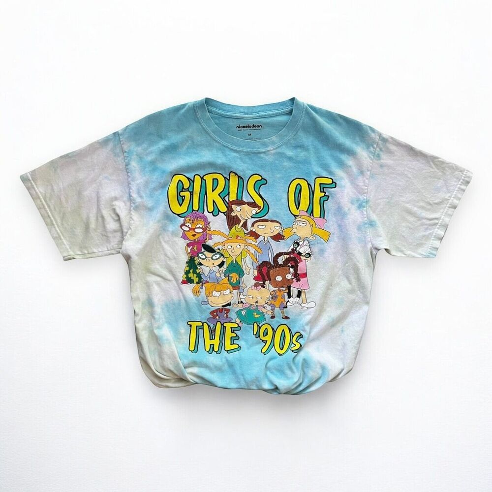 Nickelodeon Girls of the 90s Tie Dye Cartoon Graphic Boyfriend Tee Size Medium - Picture 2 of 10